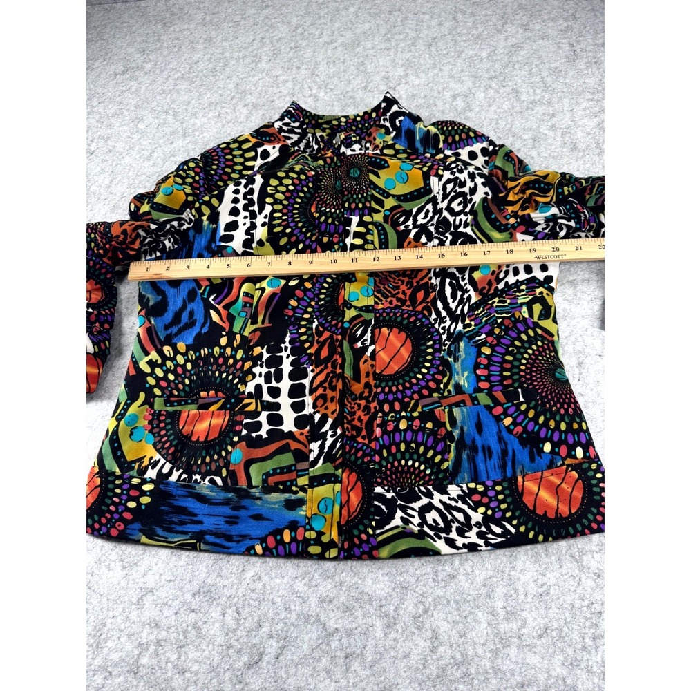 Vintage Erin London Jacket Women's Petite Medium Abstract Graphic Print Full Zip - Picture 6 of 8